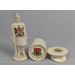 A Collection of WWI Crested Ware to include Carlton Scottish Soldier, Arcadian Military Drum and