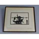 A Framed Italian Silhouette, Gondola, 31x26.5cms