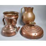 A Collection of Copper Items to include Bedwarmer, Kettle, Vase and Jug