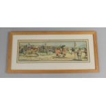 A Coloured Print, Jack Yeates, Jockeys at the Finishing Line, 45x14.5cms