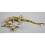 A Brass Study of a Salamander and a Brass Frog, 22cms Long