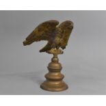 A Heavy Brass Study of Eagle on Turned Socle, 19cms High