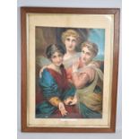 A Framed Late Victorian Print, Faith, Hope and Charity, 42x57