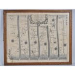 *WITHDRAWN* A Framed 17th Century Map, John Ogilby, "The Road From Shrewsbury and Chester to