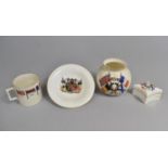 A Collection of Three Crested Ware Items, All with WWI Interest, Goss Flags of the Allies, Shelley