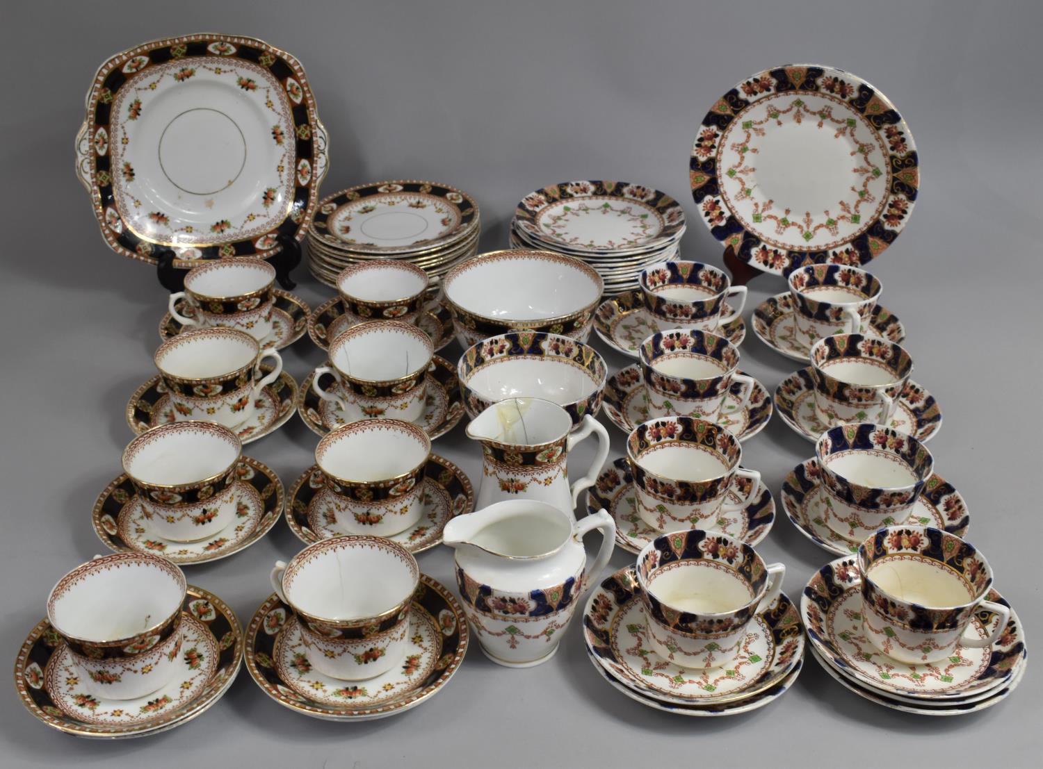 Two Part Edwardian Imari Trim Tea Sets (Condition Issues)