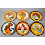 A Set of Six Limited Edition Wedgwood Plates, The Bizarre World of Clarice Cliff
