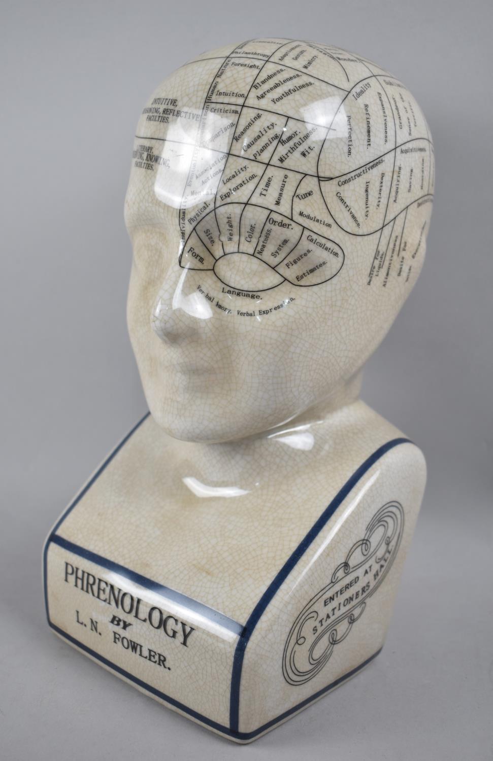 A Reproduction Crackle Glazed Phenology Bust, 29cm high