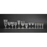 A Collection of Various 19th Century and Later Drinking Glasses to comprise Faceted Examples, Etched