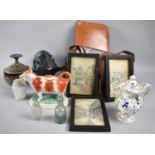 A Collection of Sundries to Include Staffordshire Cow Creamer, Gents Travelling Set, Coalport