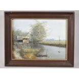 A Framed Modern Oil on Canvas Depicting Far Eastern River Scene, River Lift Net, Signed Somsak '