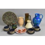 A Collection of Various Glazed Items to comprise relief Charger, Stoneware Plate, Studio Pottery