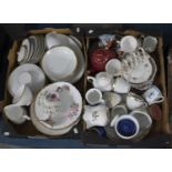 Two Boxes of various Ceramics to comprise Gilt and White Part Dinner Service, Continental