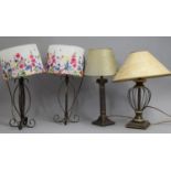 A Pair of Modern Bronzed Table Lamps together with Two Single Examples by Marks and Spencers