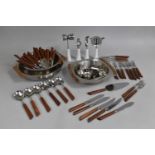 A Collection of Various Late 20th Century Stainless Steel Wooden Handled Flatware and tablewares