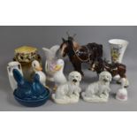 A Collection of Various Ceramics to comprise Pair of 19th Century Dogs, Blue Glazed Egg Crock Etc (