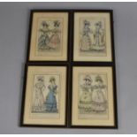 A Set of Four French Hogarth Framed Fashion Engravings, 19x11cm