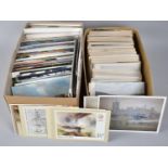Two Boxes Containing Large Quantity of Vintage and Later Postcards