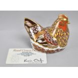 A Limited Edition Royal Crown Derby Paperweight, Derbyshire Hen, Gold Button 20/150