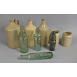 A Collection of various Glass and Stoneware Bottles to comprise Cod Necked Example