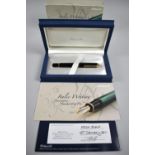 A Boxed Pelikan Black M800 Italic Handwriting Souveran Pen with Bicolour 18ct Gold Nib, Guarantee