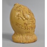 A Novelty Glazed ceramic Decanter for Swn-y-Mor Welsh Whisky in the Form of a Rugby Ball with