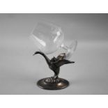 A Vintage Silver Plated Toasting Brandy Glass Warmer in the Form of a Swan, 12cm high