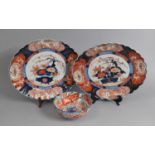 A Pair of Large 19th Century Imari Shaped Plates of Oval Reeded Form together with a 20th Century