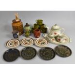 A Collection of Various Ceramics to comprise Large Hornsea Flour Storage Jar, Green Glazed Cups,