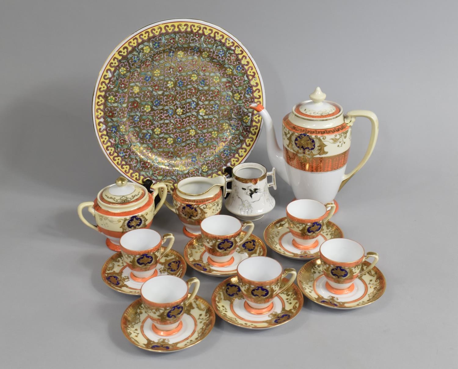 A Mid/Late 20th Century Noritake Coffee Set together with a Chinese Plate
