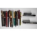 A Collection of Vintage Pens to include Two with 14ct Gold Nibs