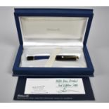A Boxed Pelican M800 Fountain Pen with 18ct Gold Nib, Blue Striated with Guarantee Dated 2009