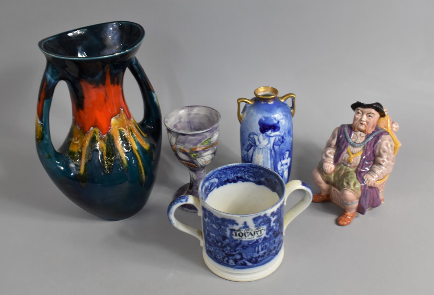 A Collection of Various Ceramics to comprise Late 19th Century "1 Quart" Flow Blue Loving Mug, a