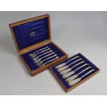 An Edwardian Mappin and Webb Silver Plated Canteen of Six Fish Knives and Forks