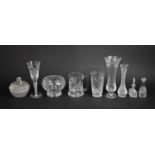 A Collection of Various Glasswares to include air Twist Stemmed Glass of Trumpet Bowl with Etched