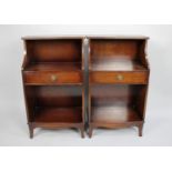 A Pair of Late 20th Century Mahogany Bedside Tables with Centre Drawers, 43cms Wide