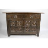 A Mid 20th Century Carved Oak Sideboard with Two Drawers over Base Cupboard, 137cms Wide