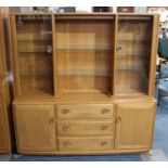 An Ercol Blonde Windsor Sideboard/Display Cabinet, the Top Section with Double Glass Doors