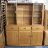 An Ercol Blonde Windsor Sideboard/Display Cabinet, the Top Section with Double Glass Doors