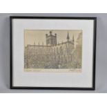 A Modern Engraving of Chester Cathedral by Alan Skittle, Signed, 26x19cms