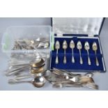 A Cased Set of Six Silver Plated Grapefruit Spoons together with a Mixed Selection of Silver Plate