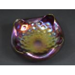 A Studio Glass Iridescent Bowl of Crimped Form, Polished Pontil 16cm diameter