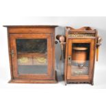 Two Edwardian Smokers Cabinets with Glazed Doors to Fitted Interior, one with Tobacco Pot and