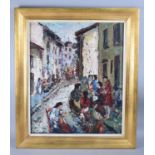 A Framed Impressionist Oil on Board, Continental Street with Figures, Signed Roroffo Tur, 38x58cms