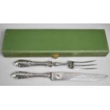 A Cased French Silver Plated Handled Carving Set