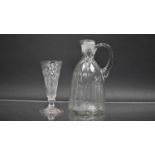 A Late 18th Century Rudimentary Ale Glass with Wrythen Conical Bowl, 11cm high together with a