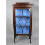 An Edwardian Inlaid Mahogany Glazed Two Shelf Display Cabinet on Tapering Square Supports,. 61cms