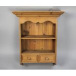 A Modern Pine Wall Hanging Shelf Unit with Two Drawers, 61cms Wide