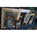 A Collection of Various Pictures, Prints and Mirrors together with a Washboard