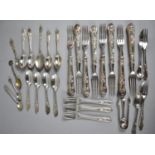 A Collection of Silver Plated Fruit Forks, Teaspoons, Salt Spoons Etc